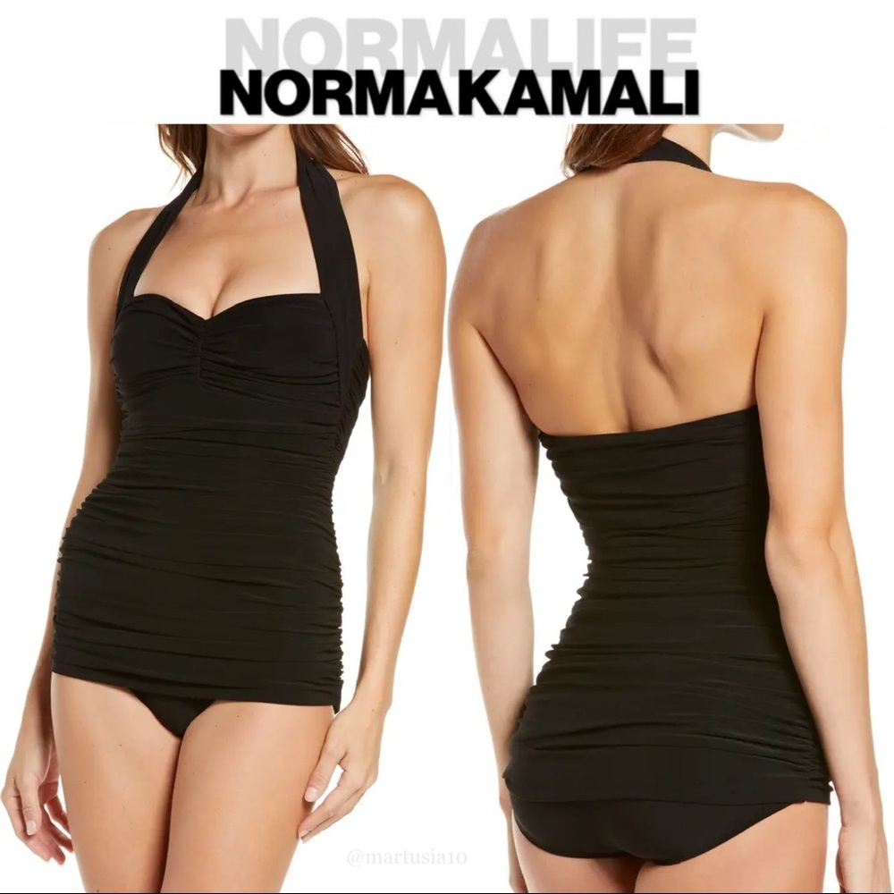 Norma Kamalli  Bill Mio Ruched One-Piece Swimsuit in Black sz XS